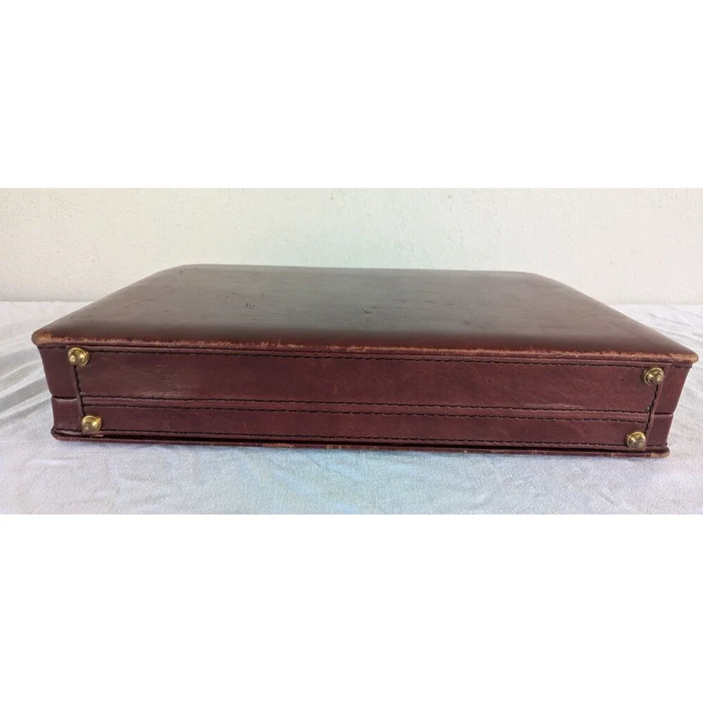 VTG TUMI Leather Attache Briefcase Burgundy Red Combination Lock Organizer Case
